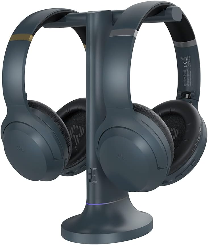 Avantree Duet Dual Wireless Headphones with Loud Volume for Seniors, Clear Voice, Easy Setup, includes 2.4GHz RF Transmitter and Charging Dock
