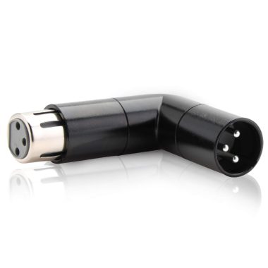 COLUBER CABLE 3-Pin XLR Angle Adapter, Dual Male Female L-Shape Metal Connector, 4 Positions for Microphones, Studio, Podcast Gear