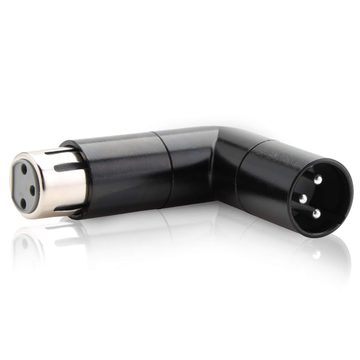 COLUBER CABLE 3-Pin XLR Angle Adapter, Dual Male Female L-Shape Metal Connector, 4 Positions for Microphones, Studio, Podcast Gear
