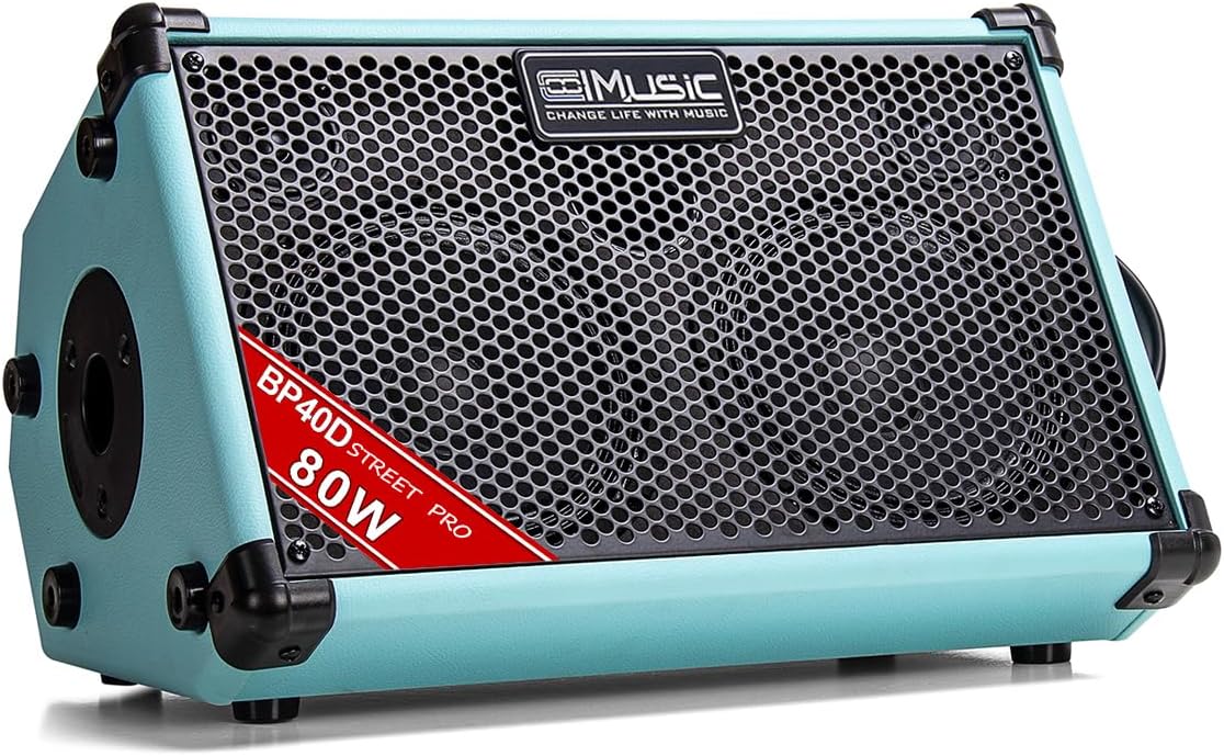 Coolmusic BP40D Portable 80W Battery Powered Acoustic Guitar Amplifier Bluetooth Speaker with Effects