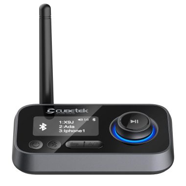 Cubetek CB-BT27 3-in-1 Bluetooth Transmitter Receiver V5.0 LCD Bypass Audio Adapter Dual Link