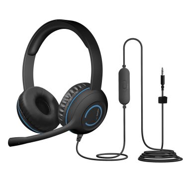 Black Cyber Acoustics AC-5002 Over-Ear Stereo Headset with Noise Canceling Mic