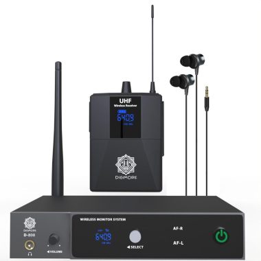 DIGIMORE D-800 Professional UHF Wireless In-Ear Monitor System 300 Ft Range Rack Mounts No Noise Crisp Monitoring