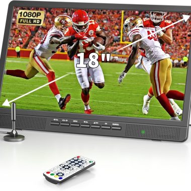 Desobry 18 Inch Portable TV HD 1080P with Antenna, HDMI, AV, USB, Adjustable Stand
