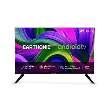 EARTHONIC 43 Inch Full HD Smart Android LED TV Built-in Wi-Fi 1920x1080 Resolution Black