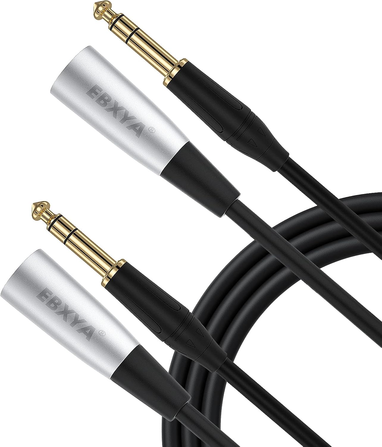 EBXYA 3ft Balanced Microphone Cable 1/4" TRS to XLR Male 3-Pin, 2 Pack