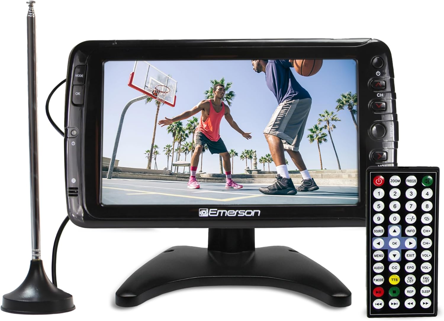 Emerson 7 Inch Portable LCD TV with Digital Tuner Rechargeable Battery for Travel