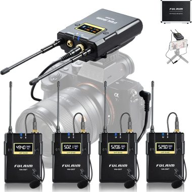 FULAIM WM500 UHF Wireless Lavalier Microphone System 4X Transmitters 16-Channel Rechargeable for YouTube Recording