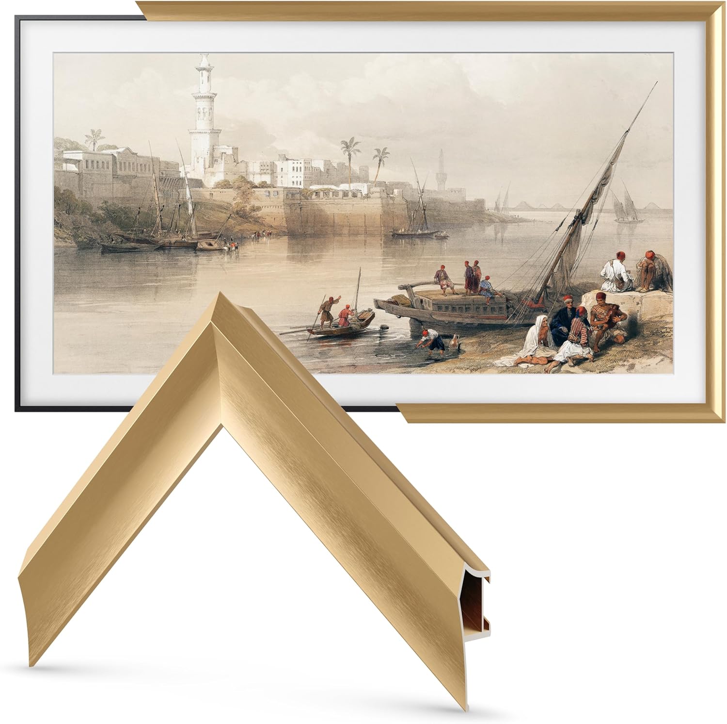 Deco TV Frames Alloy Prismatic Pale Gold Bezel 55 Inch for Samsung The Frame 2021-2025 Models
