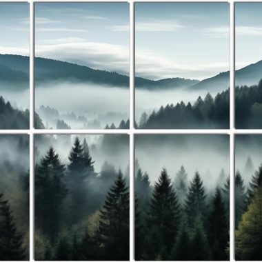 FurnoFlexArt Decorative Acoustic Panels 48x32 Inch Misty Forest Sound Proof Foam Tiles