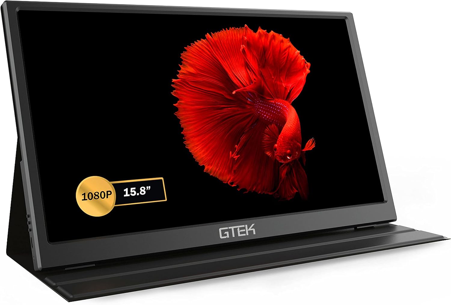 GTEK 15.8 Inch IPS Full HD Portable Monitor with Built-in Speaker Smart Cover