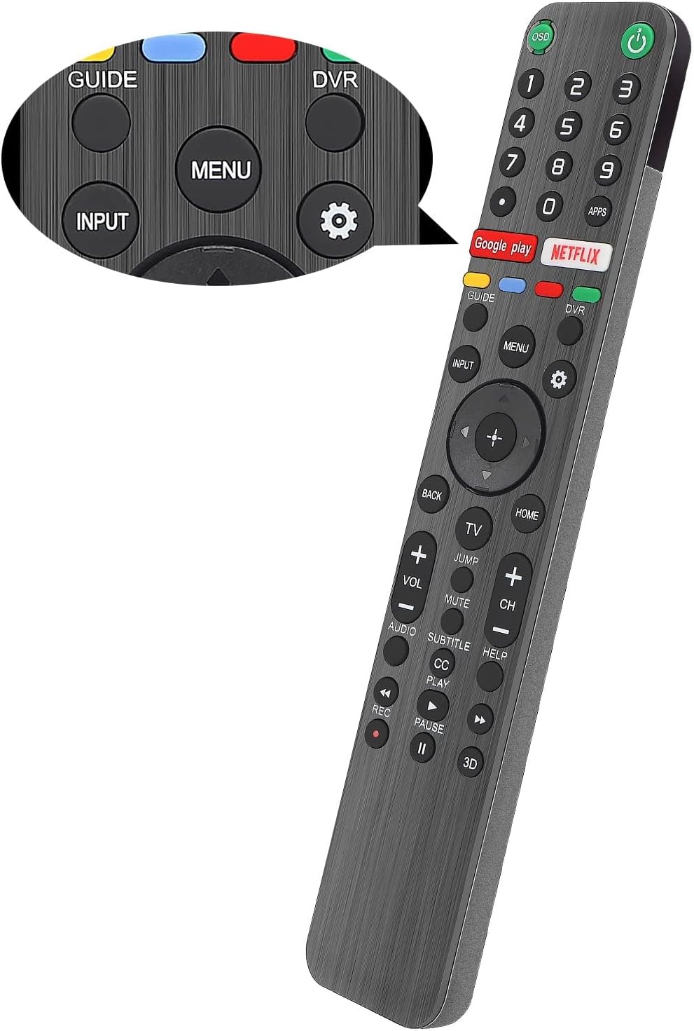 Gvirtue RMF-TX500U Universal Remote Control for Sony Smart TVs 4K UHD HDR LED OLED