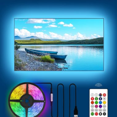 HAMLITE 55 Inch LED TV Backlight Strip with Remote - 11.5Ft USB Powered Bias Lighting for Living Room and Gaming Decor