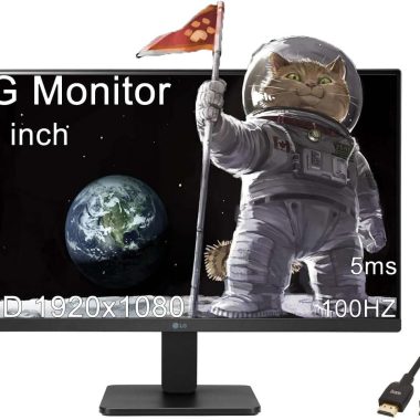 LG 24 Inch FHD 100Hz IPS LED Monitor, 3-Side Borderless, 99% sRGB, AMD FreeSync, Black, Includes HDMI Cable