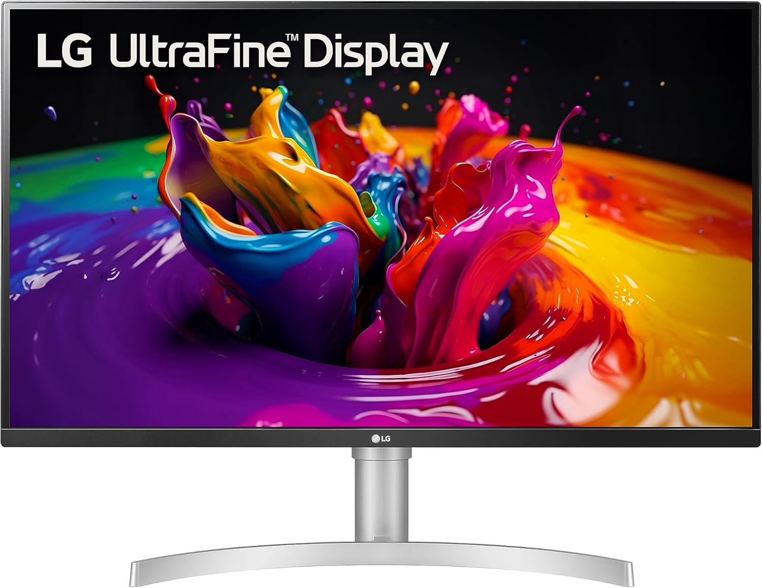 LG 32" UHD 4K Monitor IPS Display Silver/White - 3-Side Borderless Height Adjustable