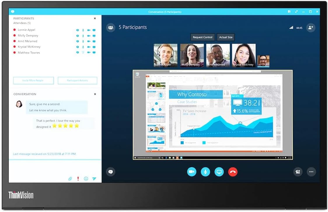 Lenovo ThinkVision M14 14 Inch Full HD Portable Monitor Raven Black 2xUSB-C