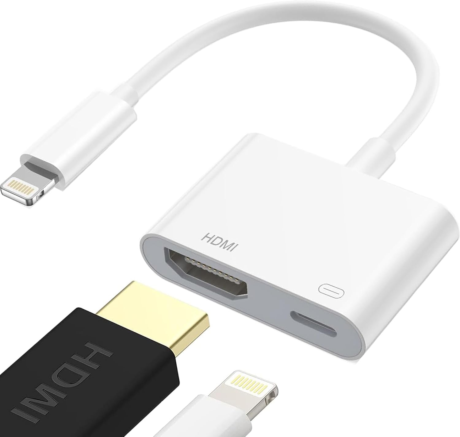 Apple MFi Certified Lightning to HDMI Digital AV Adapter 1080P Sync Screen Cable with Charging Port for iPhone TV Monitor