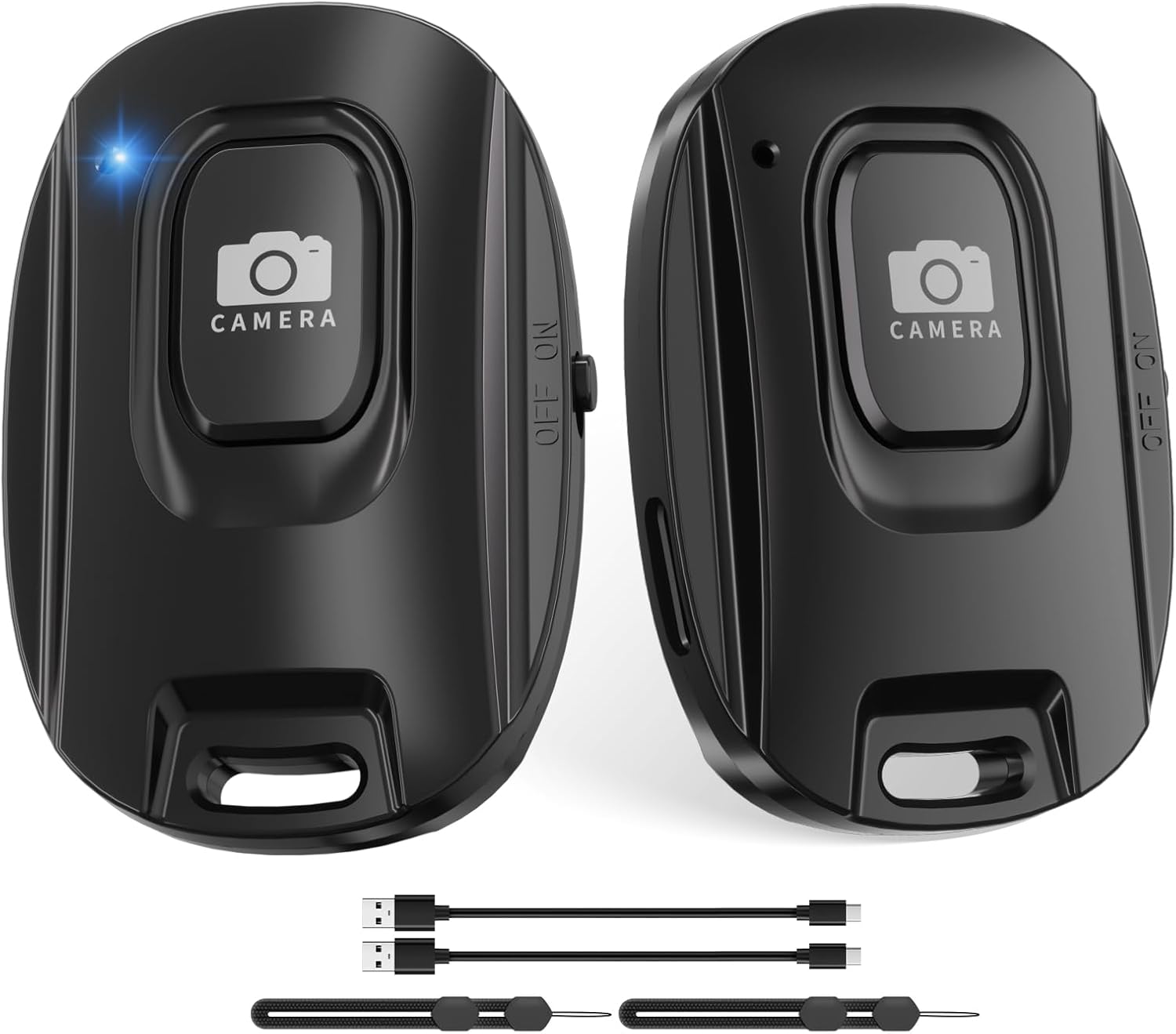 MAIRAN 2 Pack Wireless Bluetooth Selfie Remote Shutter for iPhone Android Smartphones, Rechargeable, with Charging Cable and Wrist Strap Included