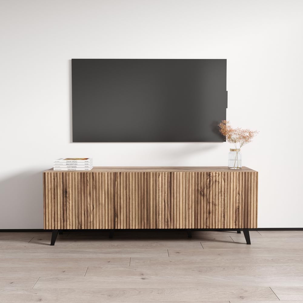 Meble Furniture Pafos Modern Oak Rectangular Freestanding TV Stand Up to 70 inches