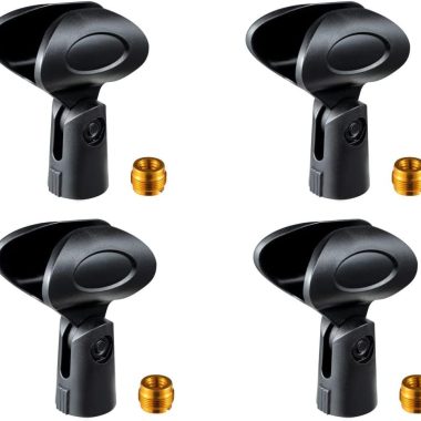 Black Microphone Soft Clip Holder with Adapter 4-Pack New