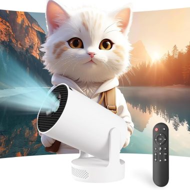 Portable WiFi Bluetooth Mini Projector 4K 1080P Support 180° Rotatable Mouse Control for 40-200" Smart Outdoor Home Viewing