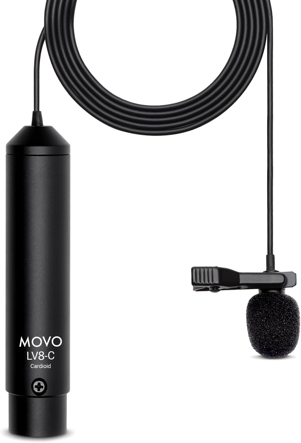 Movo LV8-C Broadcast Quality Cardioid XLR Condenser Lavalier Microphone 12mm Capsule for Accurate Voice Recording Kit