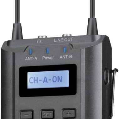 Movo WMX-20-RX UHF Wireless Lavalier Microphone Receiver with Headphone Monitoring for WMX-20 System