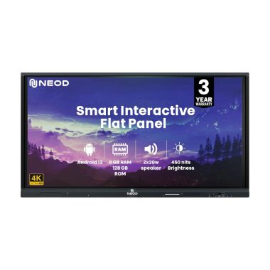 NEOD 86 Inch 4K UHD Interactive Flat Panel Monitor, Android 13, 8GB RAM, 128GB Storage