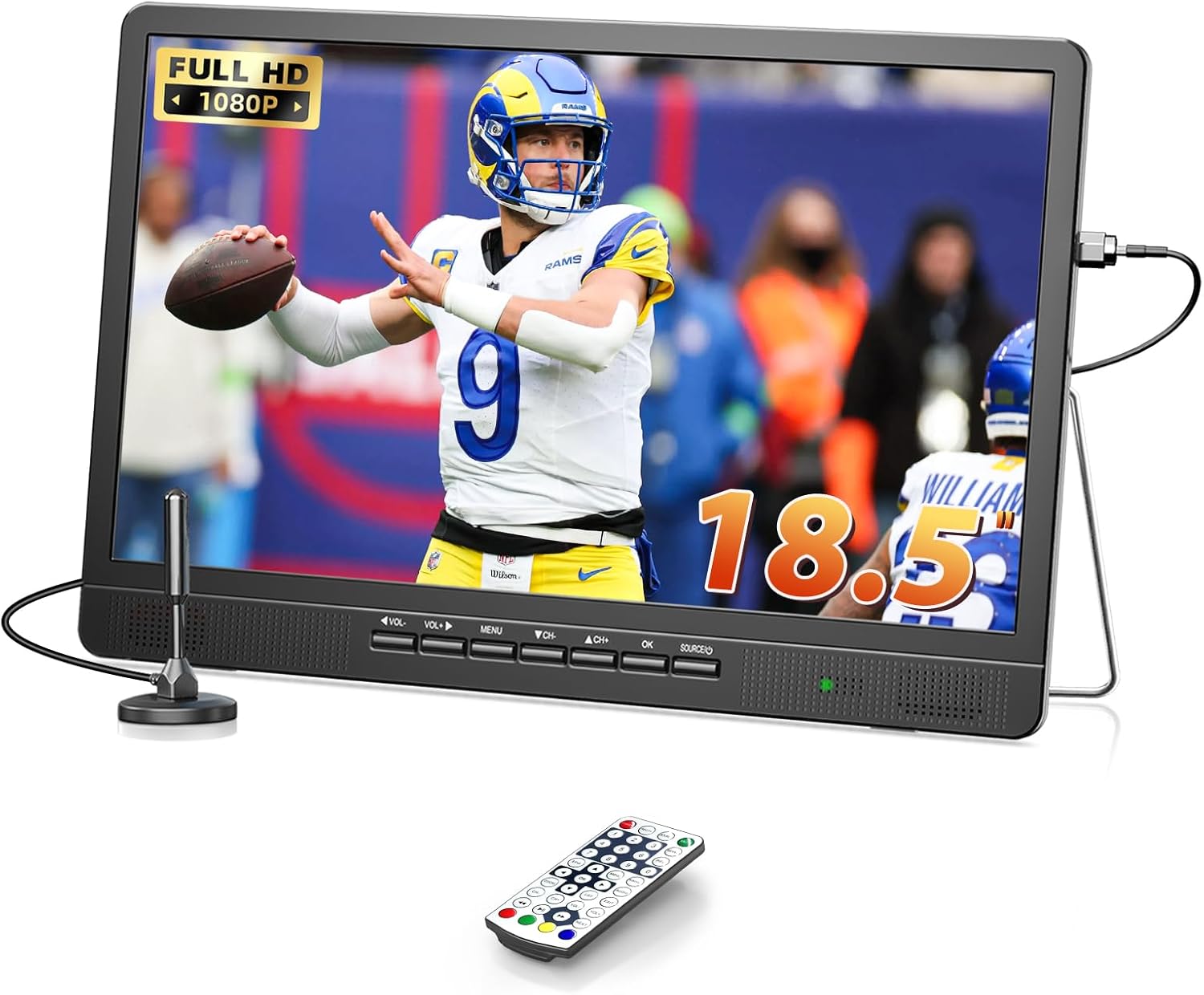 NORTHING 18.5 Inch 1080p Portable TV with USB, HDMI, AV Inputs and Remote for RVs and Boats