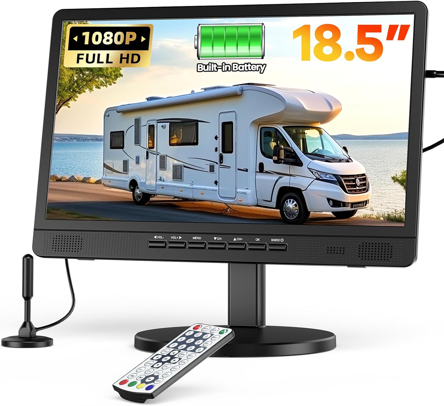 NORTHING 18.5 Inch Portable TV with Built-in Power for Camping RV Boat and Home Kitchen