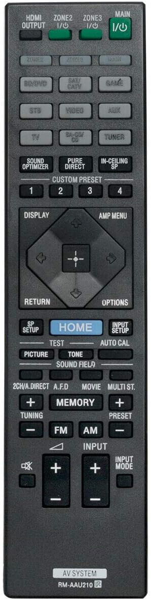 RM-AAU210 Replacement Remote for Sony STR-ZA Series AV Receivers, No Programming Needed