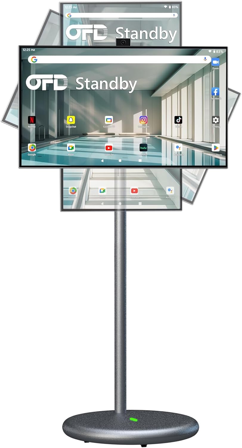 OFD 27 Inch Portable Touchscreen Monitor with Wheels, 1080p, 6+128GB Storage, Android 13 OS, Iron Gray
