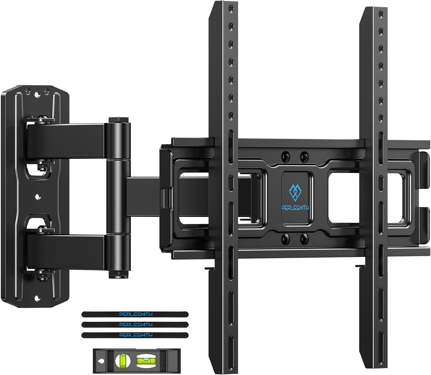 PERLESMITH Full Motion Articulating TV Wall Mount for 26-55 Inch TVs, Supports 70 lbs, Swivel Tilt Level Adjustment, Max VESA 400x400mm