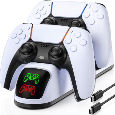 White PS5 Controller Charger Station for PlayStation 5 Dualsense Controllers, LED Indicator