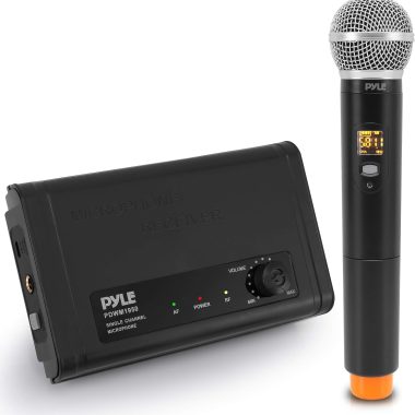 PYLE PDWM1950 Compact UHF Wireless Microphone System with Handheld Mic and Desktop Receiver