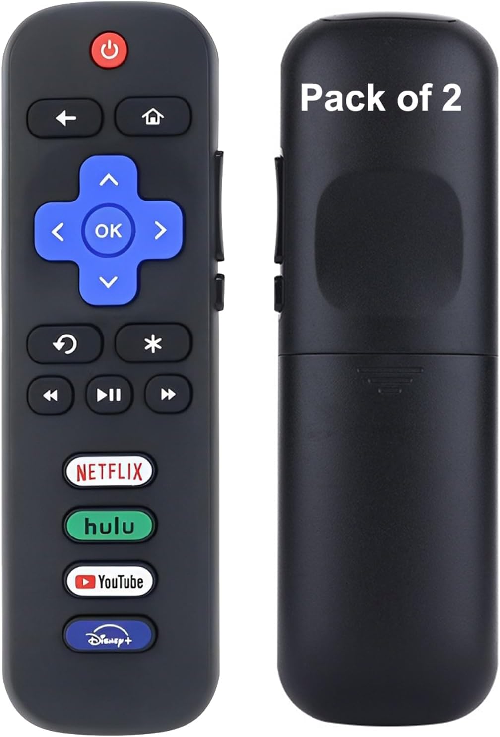 Two-Pack Smart TV Remote Replacements for TCL Hisense Onn Roku Series TVs
