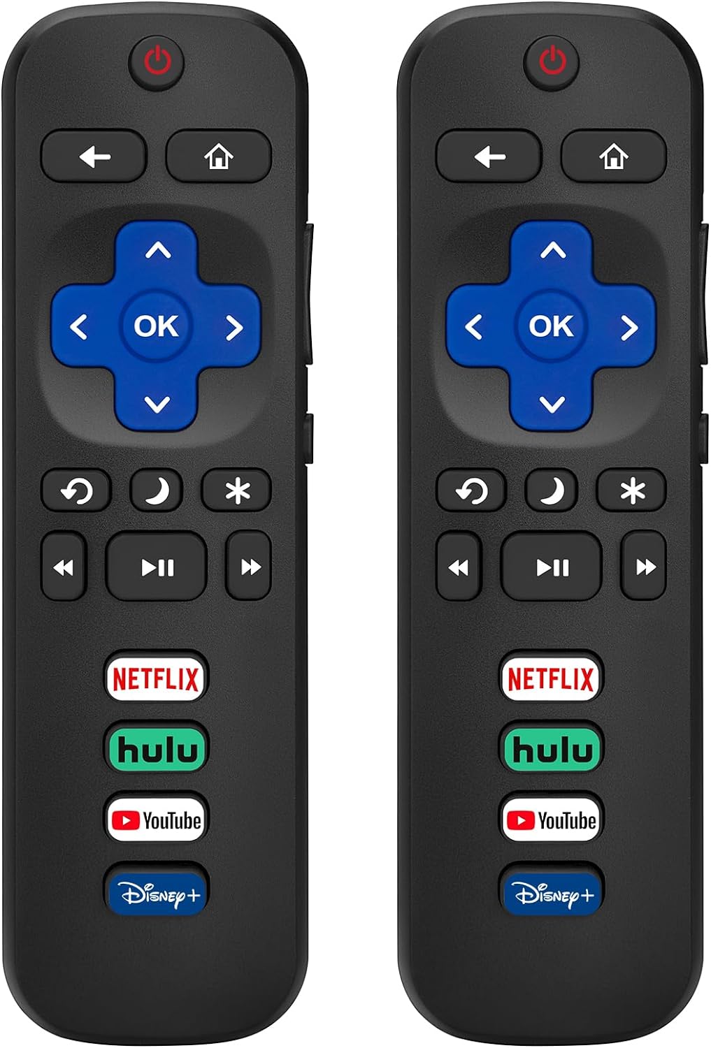 2-Pack Universal Roku TV Remote Control for TCL, Hisense, Onn, Philips Smart TVs