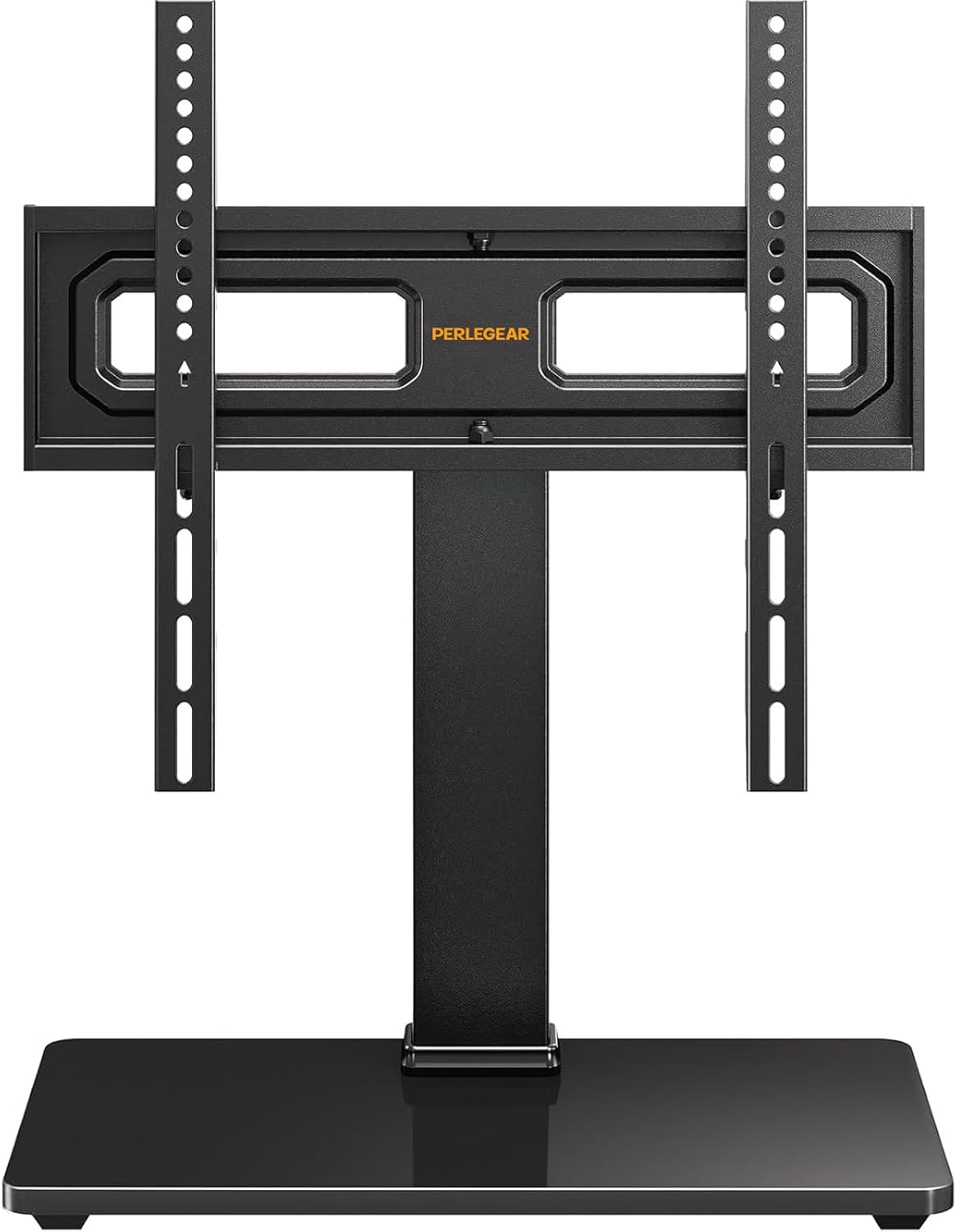 Perlegear Universal Swivel TV Stand for 32-65 Inch TVs, Max 88 lbs, Tempered Glass Base, Height Adjustable, Tilt, VESA 400x400mm