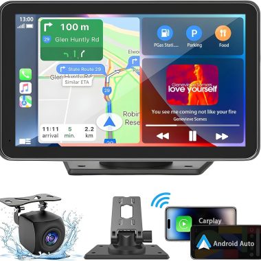 7 Inch Portable Wireless Carplay Android Auto Screen with Bluetooth HD Backup Camera GPS Navigation