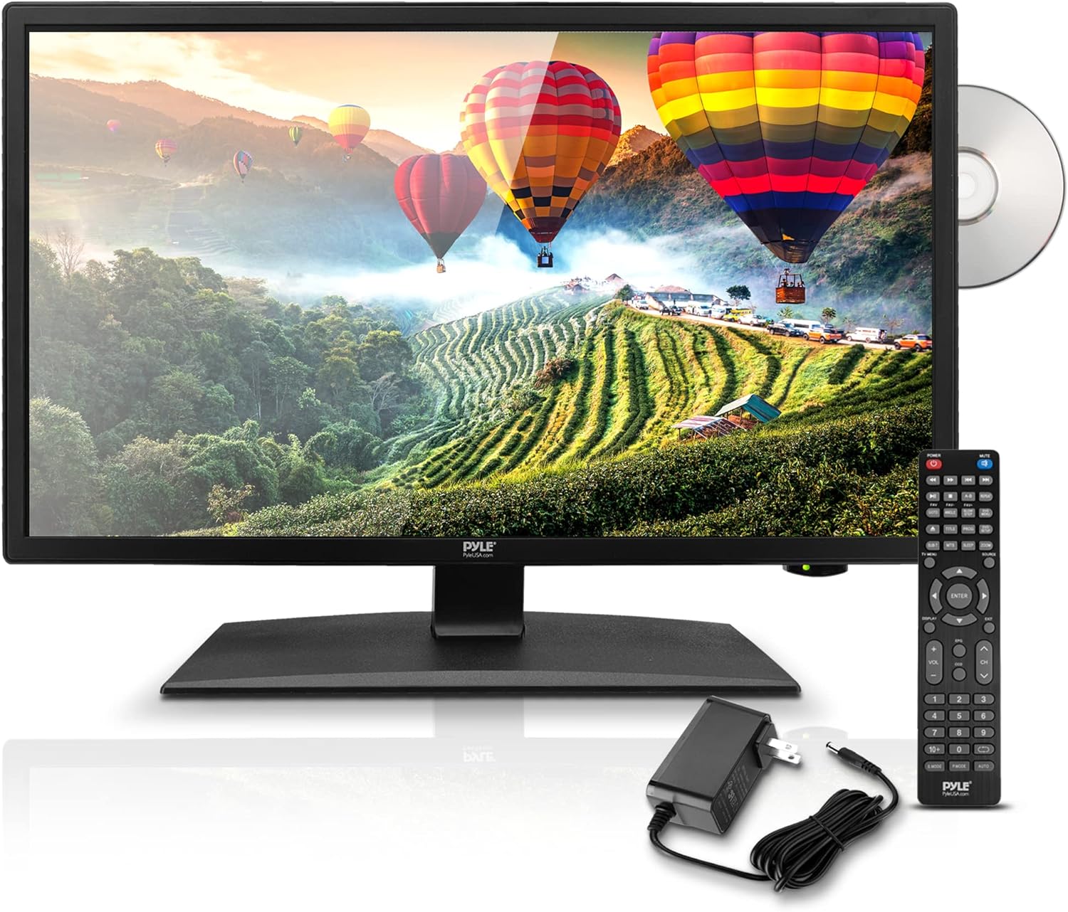 Pyle 18.5 Inch 768p LED RV TV with HDMI, RCA, Multimedia Disk Combo, 12V Car Adapter, Stereo Speakers
