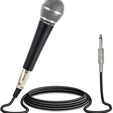 Pyle PDMIC58 Dynamic Moving Coil Cardioid Unidirectional Handheld Microphone with 15ft XLR to 1/4" Audio Cable