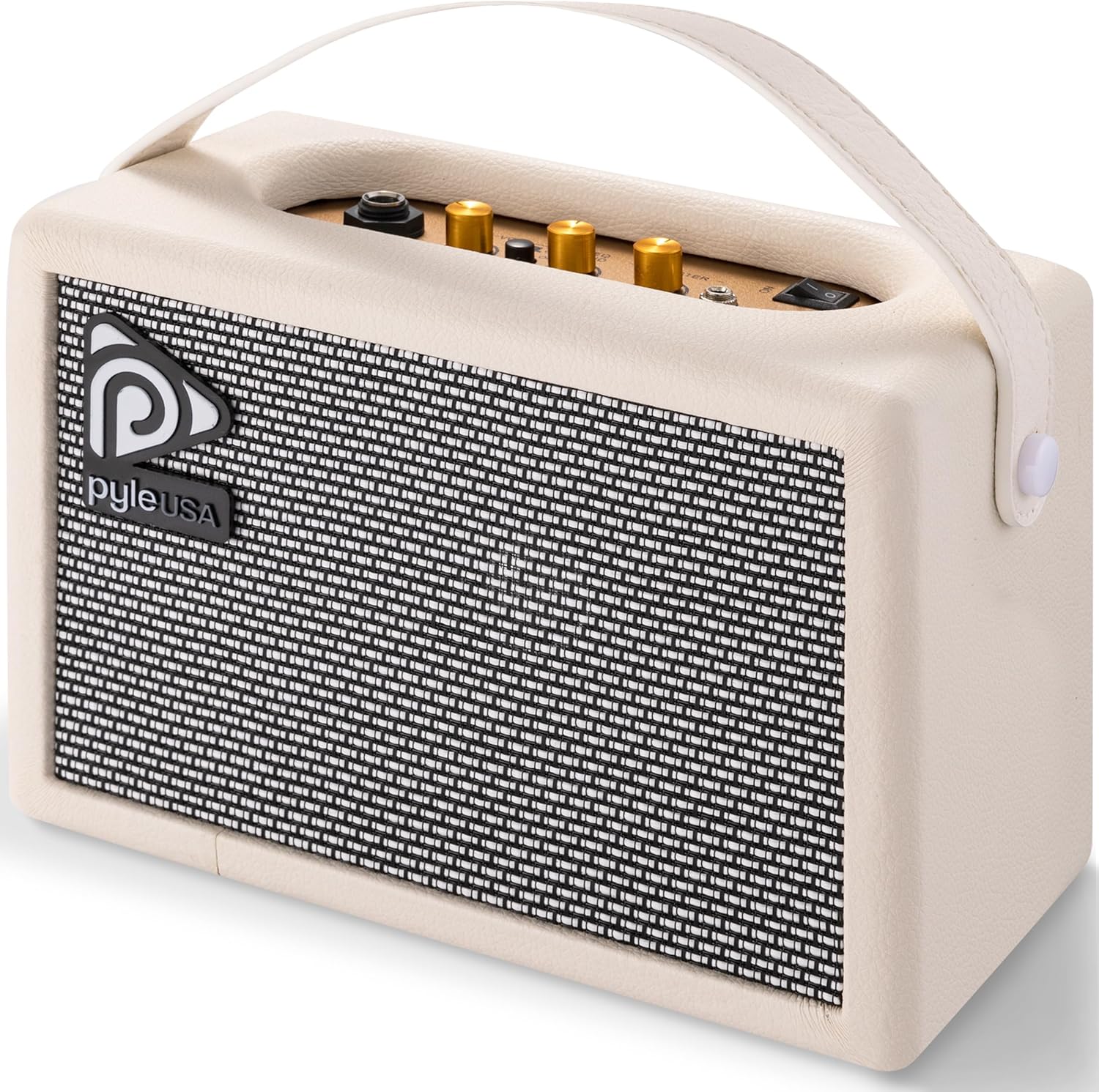 Pyle Portable Electronic Guitar Amplifier 5-Inch Speaker with Volume Bass Treble Controls Lightweight Plywood