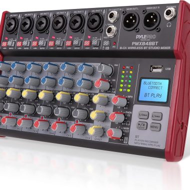 Pyle PMX848BT 8-Channel Professional Wireless DJ Audio Mixer with Bluetooth and USB - New Condition