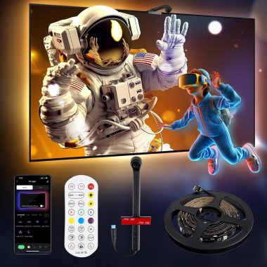 REYLAX 12.5FT Dimmable LED TV Backlight Syncs to Screen for 55-65 Inch TVs
