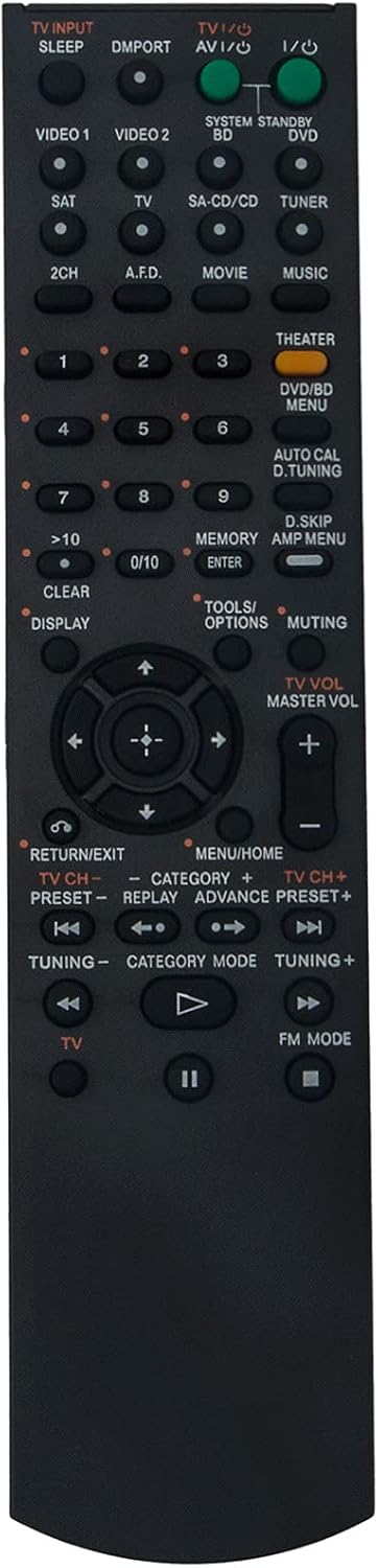 RM-AAU021 Replacement Remote Control for Sony DVD Home Theater Systems 7500 Series.