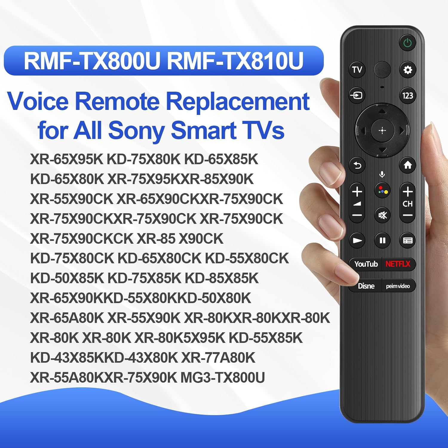 RMF-TX800U Replacement Voice Remote for Sony 4K 8K Bravia XR Smart TVs - New Condition