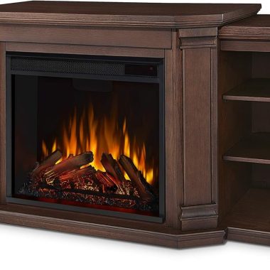 Real Flame Valmont 74 Inch Electric Fireplace TV Stand for TVs up to 70" with Storage