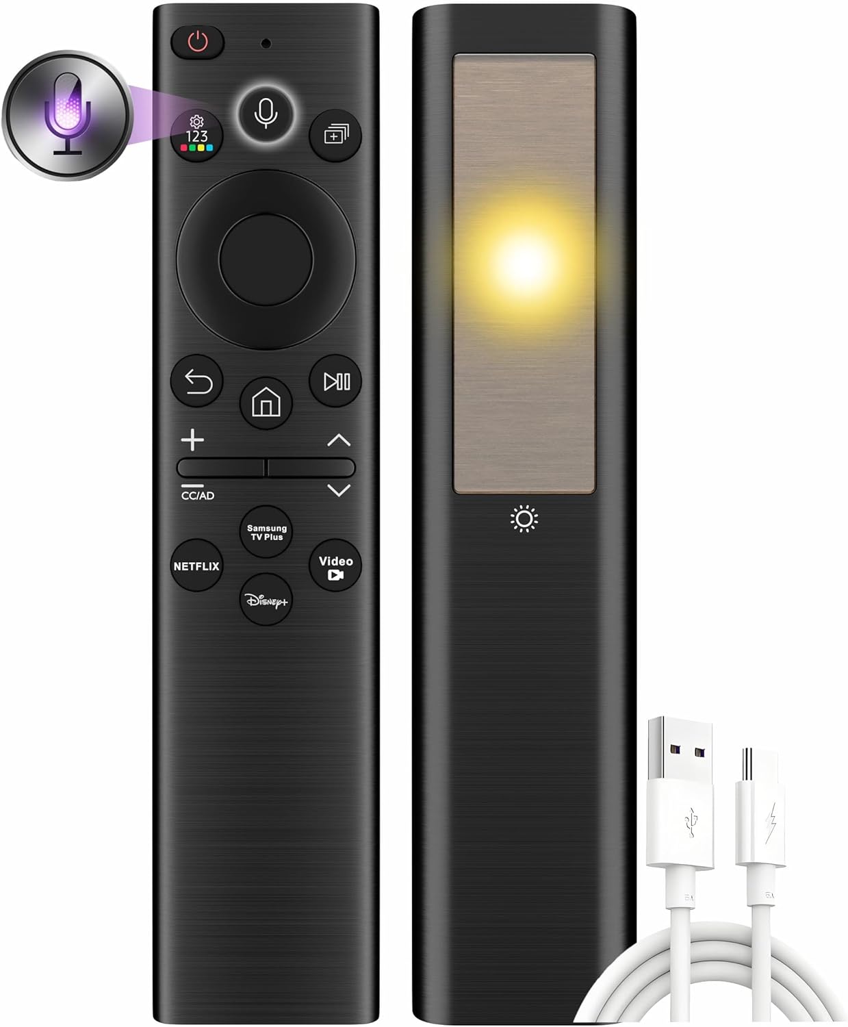 Solar Rechargeable Replacement Remote for Samsung Smart TV Voice Bluetooth 2018-2025 Models