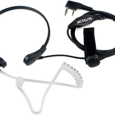 Retevis 2-Pin Throat Mic Earpiece with Finger PTT for H-777 RT22 RT21 RT68 Baofeng UV-5R Radio