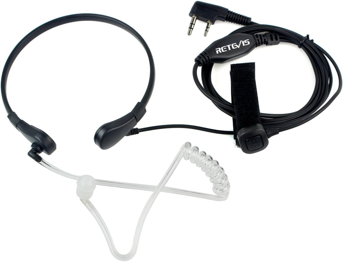 Retevis 2-Pin Throat Mic Earpiece with Finger PTT for H-777 RT22 RT21 RT68 Baofeng UV-5R Radio